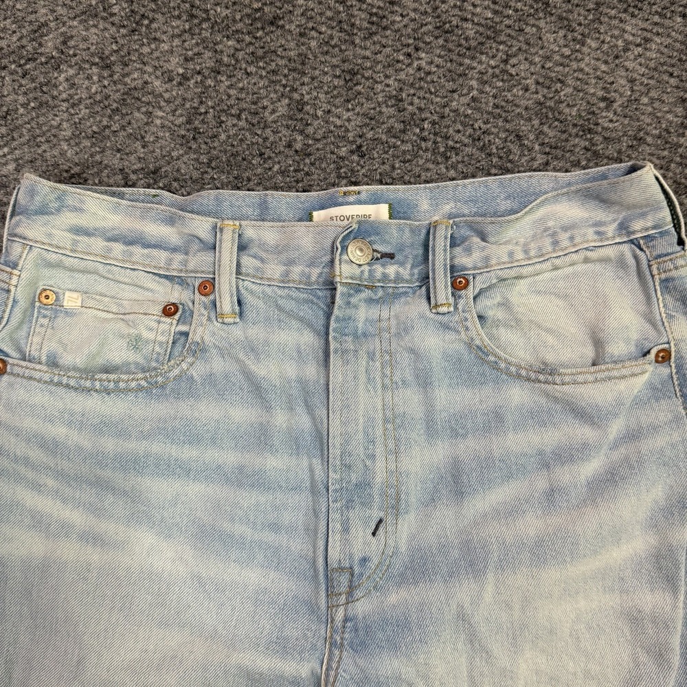 American Eagle Super High Stovepipe Wide Leg Jeans Women 12 Blue Denim Stretch - Picture 3 of 9